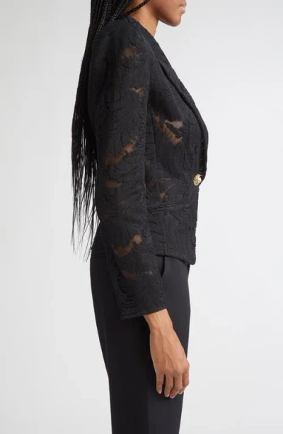 Balmain Lace-patterned Structured Jacket In Black