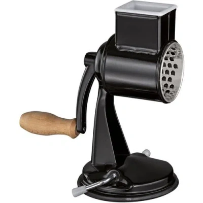 Zassenhaus Classic Drum Grater With Suction Base, 2 Grating Drums, Pestle, And Vegetable Cutter In Black