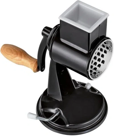 Zassenhaus Classic Drum Grater With Suction Base, 2 Grating Drums, Pestle, And Vegetable Cutter In Black