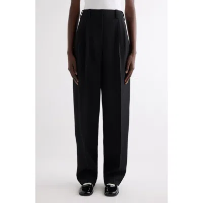Givenchy Double Pleat Low Waist Wool Grain De Poudre Pants In Black