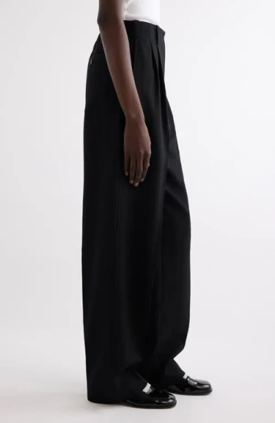 Givenchy Double Pleat Low Waist Wool Grain De Poudre Pants In Black