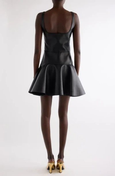 Givenchy Womens Fluted Sleeveless Leather Mini Dress Black