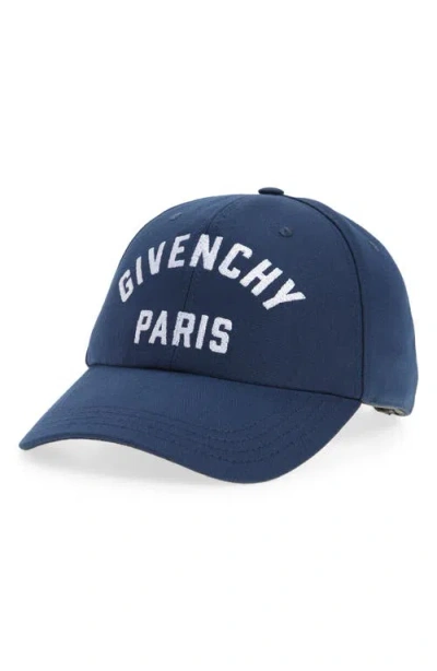 Givenchy Men Baseball Cap With Embroidered Logo In Blue