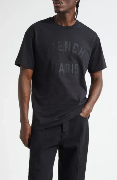 Givenchy Black T-shirt With Maxi Logo On The Front In Cotton Man