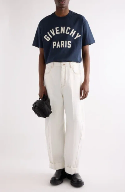 Givenchy Men Black Crewneck T-shirt With Maxi Logo Lettering On The Front In Cotton Man