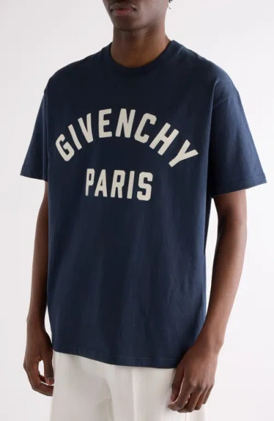 Givenchy Men Black Crewneck T-shirt With Maxi Logo Lettering On The Front In Cotton Man