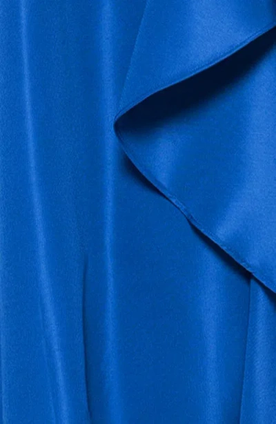 Betsy & Adam Ruffle Detail Taffeta Gown In Blue