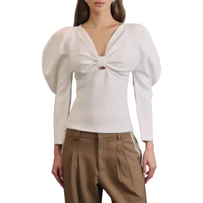 Avec Les Filles Women's Exaggerated-sleeve Bow Top In Neutral