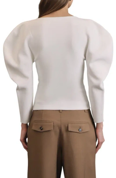 Avec Les Filles Women's Exaggerated-sleeve Bow Top In Neutral