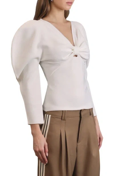 Avec Les Filles Women's Exaggerated-sleeve Bow Top In Neutral