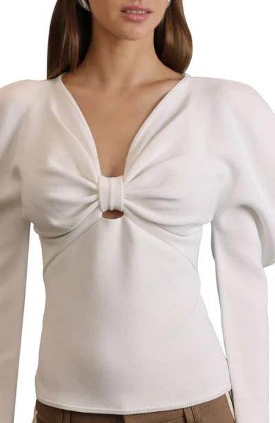 Avec Les Filles Women's Exaggerated-sleeve Bow Top In Neutral