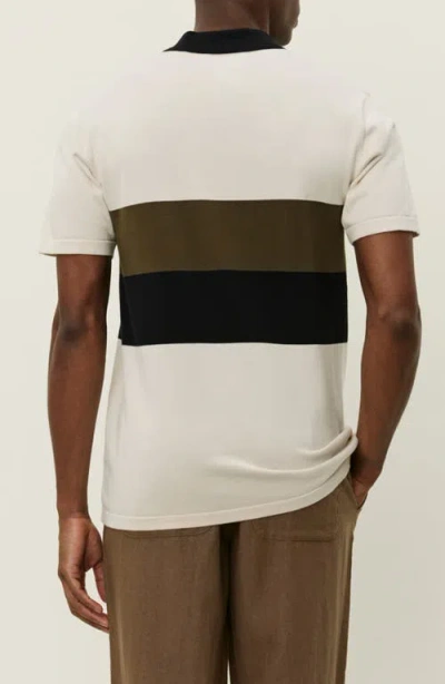Les Deux Raul Colorblock Stripe Zip Polo In White