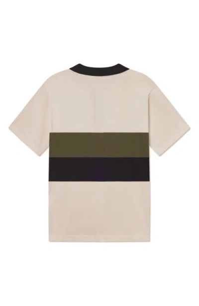 Les Deux Raul Colorblock Stripe Zip Polo In White