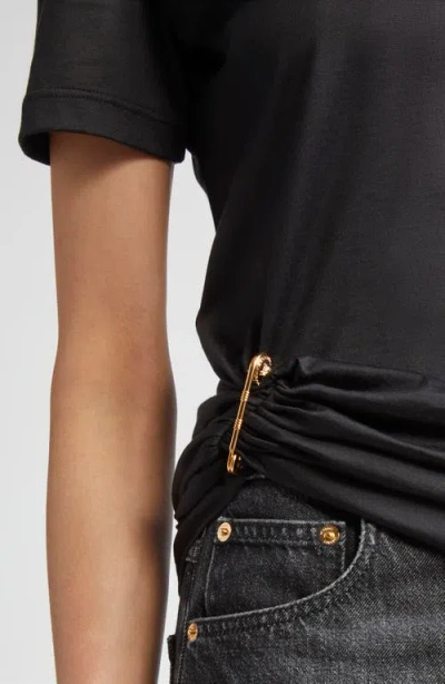 Versace Safety Pin Draped T-shirt In Black