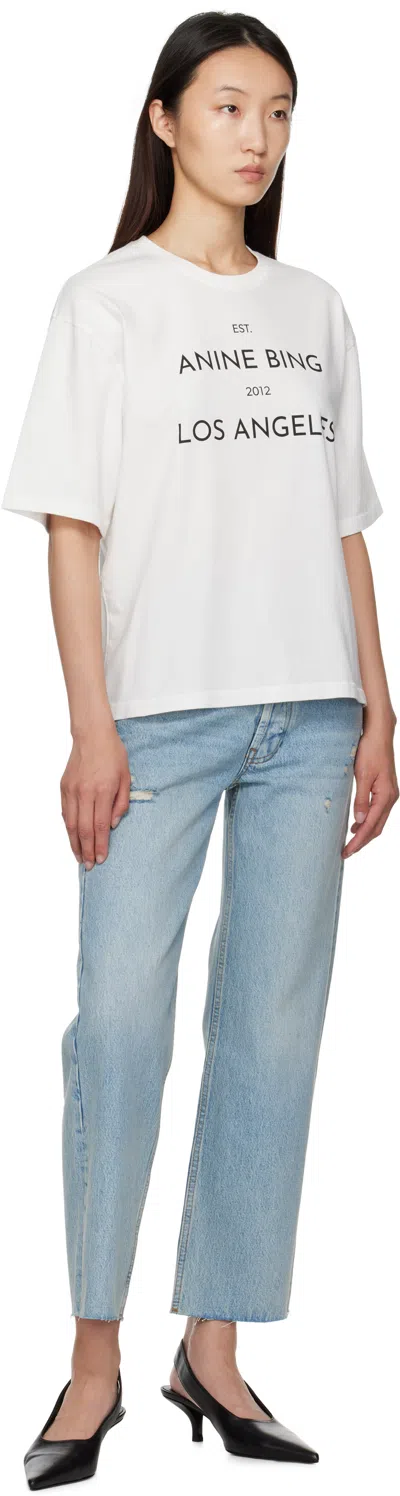 Anine Bing Graphic Print Crew Neck Short Sleeve Top In White