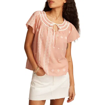 Lucky Brand Women's Short Sleeve Peasant Blouse In Pink