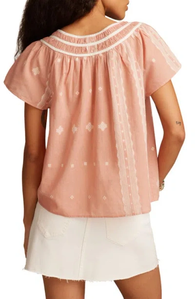 Lucky Brand Women's Short Sleeve Peasant Blouse In Pink