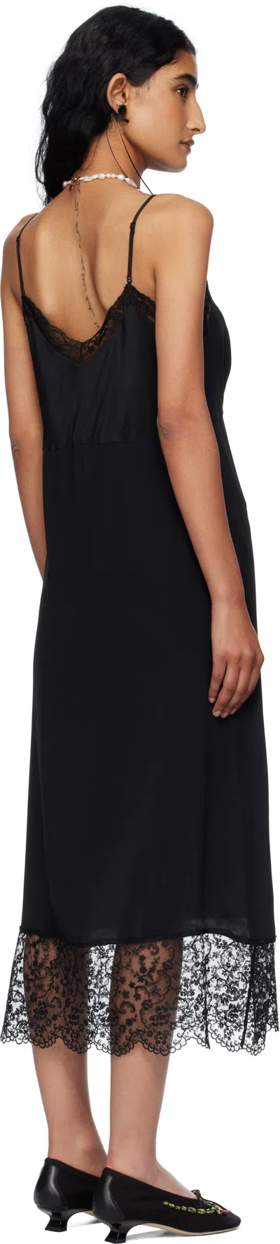 Simone Rocha Floral-jacquard Silk-satin Midi Slip Dress In Black