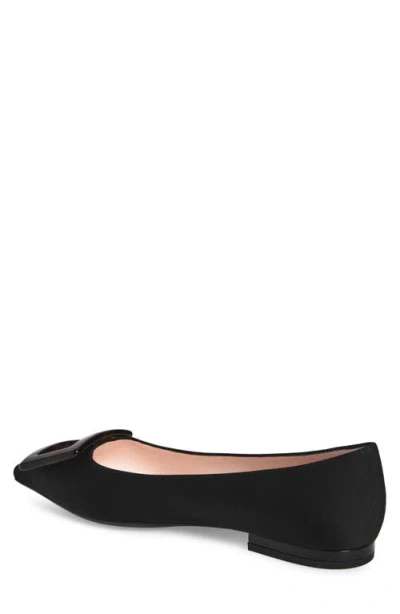 Roger Vivier Gommettine Leather Ballet Flats With Tonal Buckle In Black