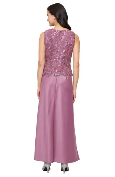 Alex Evenings Embroidered Mock Two-piece Gown With Jacket In Purple