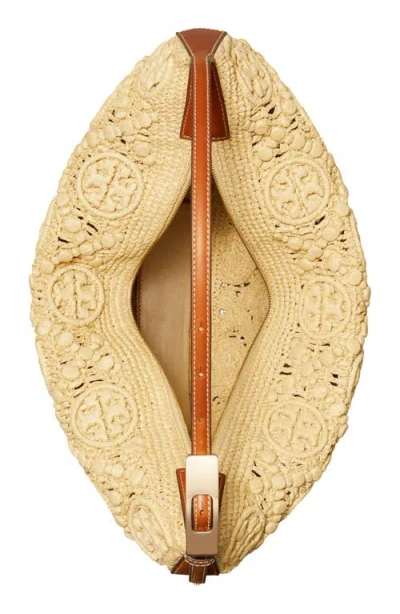Tory Burch T Monogram Raffia Balloon Bag In Beige