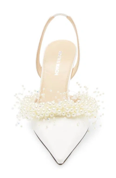 Mach&mach Floating Pearl 85 Satin Slingback Pumps In White