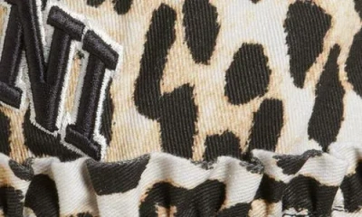 Ganni Leopard Print Canvas Bucket Hat With Ruffled Detailing In Animal Print