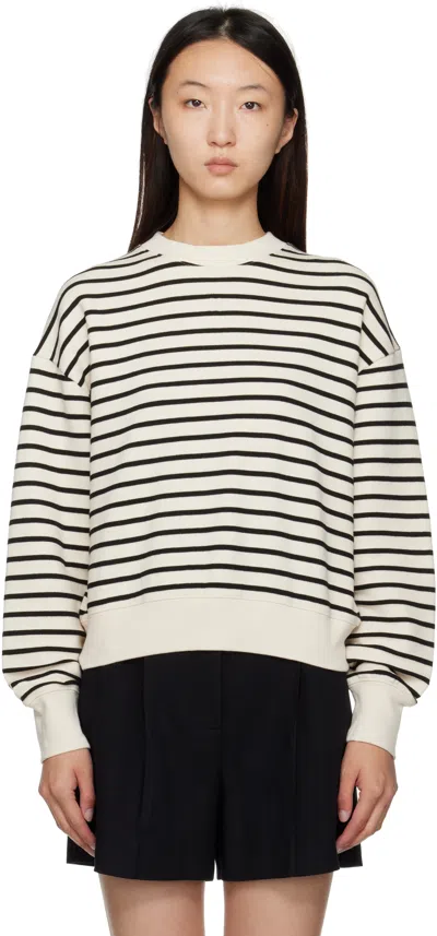 Anine Bing Striped Crew Neck Sweatshirt In White