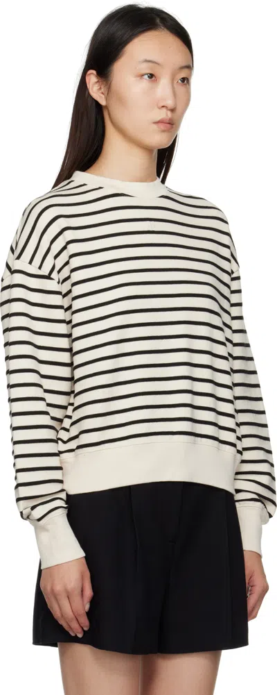 Anine Bing Striped Crew Neck Sweatshirt In White