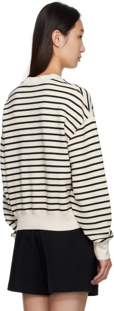Anine Bing Striped Crew Neck Sweatshirt In White