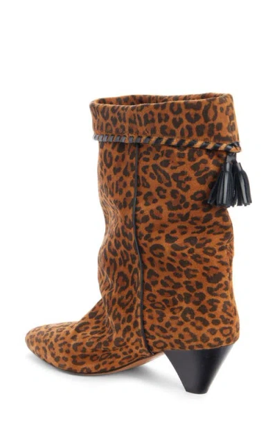 Isabel Marant Dalby Tasseled Leather-trimmed Leopard-print Suede Ankle Boots In Brown