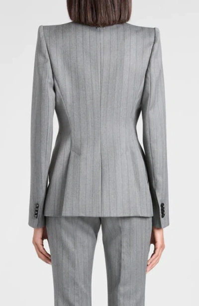 Alexander Mcqueen Single-breasted Houndstooth Blazer In Gray