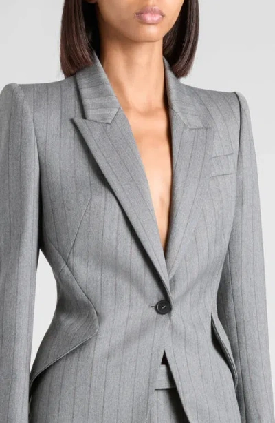 Alexander Mcqueen Single-breasted Houndstooth Blazer In Gray