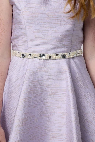 Un Deux Trois Stretchy Pearl And Gem Belt In Metallic