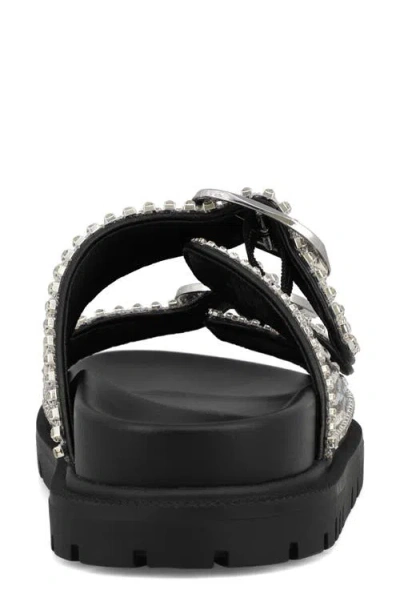 Mia Women's Thora Double Buckle Stone Detailed Slide Sandals In Black