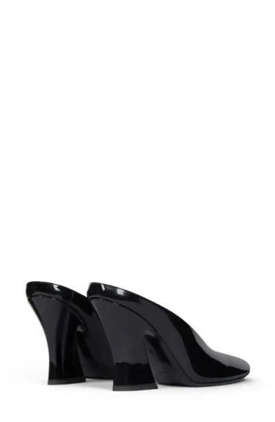Givenchy Glossy Finish Curved Heel Pointed Toe Mules In Black