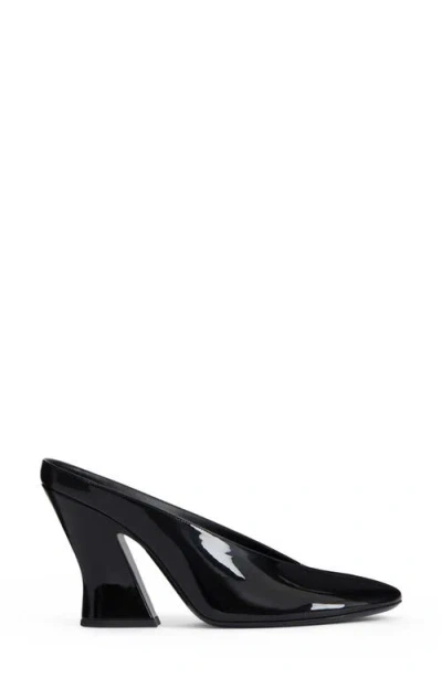 Givenchy Glossy Finish Curved Heel Pointed Toe Mules In Black