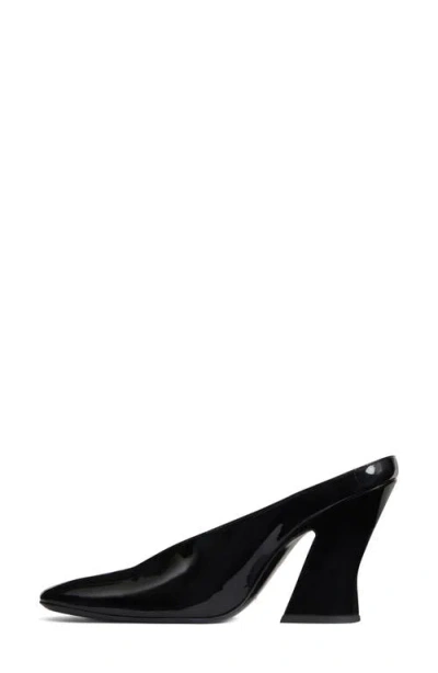 Givenchy Glossy Finish Curved Heel Pointed Toe Mules In Black