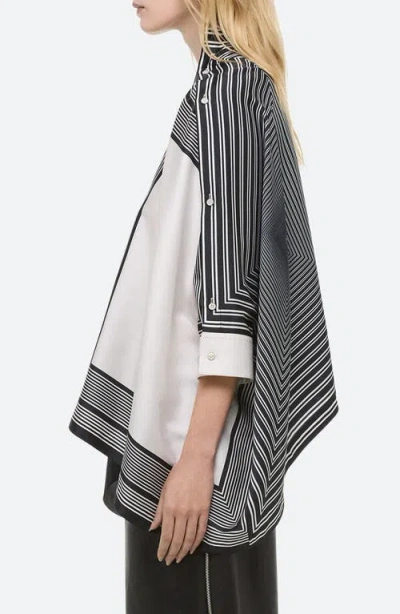 Helmut Lang Oversized Mixed Print Blouse In Gray
