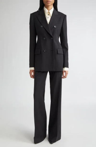 Sportmax Double-breasted Brown Wool Jacket In Black