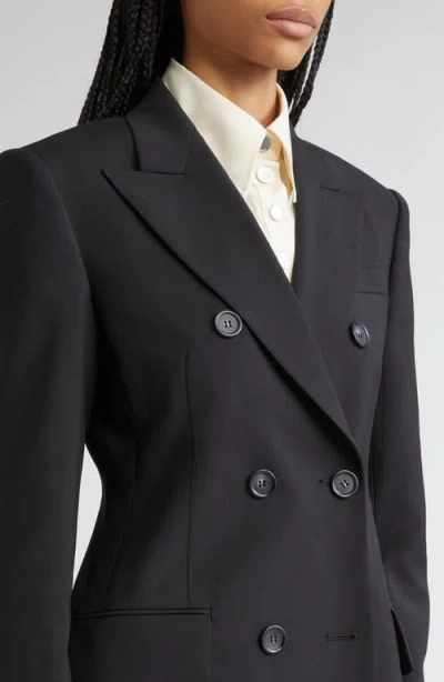 Sportmax Double-breasted Brown Wool Jacket In Black