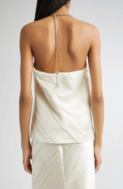 Sportmax Fatuo Chain Halter Creased Satin Top In White