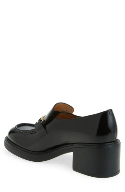 Tod's Block Heel Round Toe Loafers With Hardware In Black