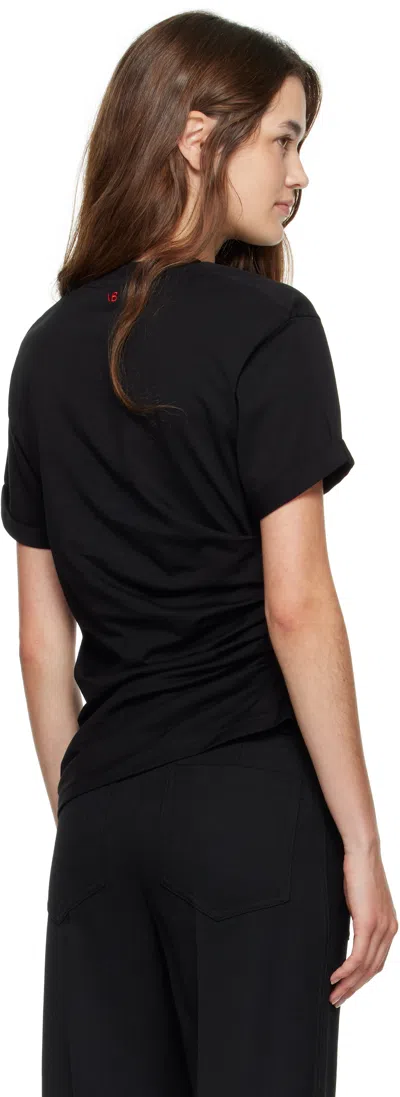Victoria Beckham Asymmetric Hem Gathered Detail T-shirt In Black