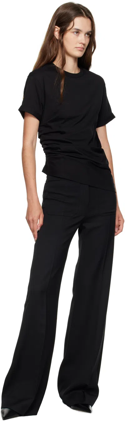Victoria Beckham Asymmetric Hem Gathered Detail T-shirt In Black