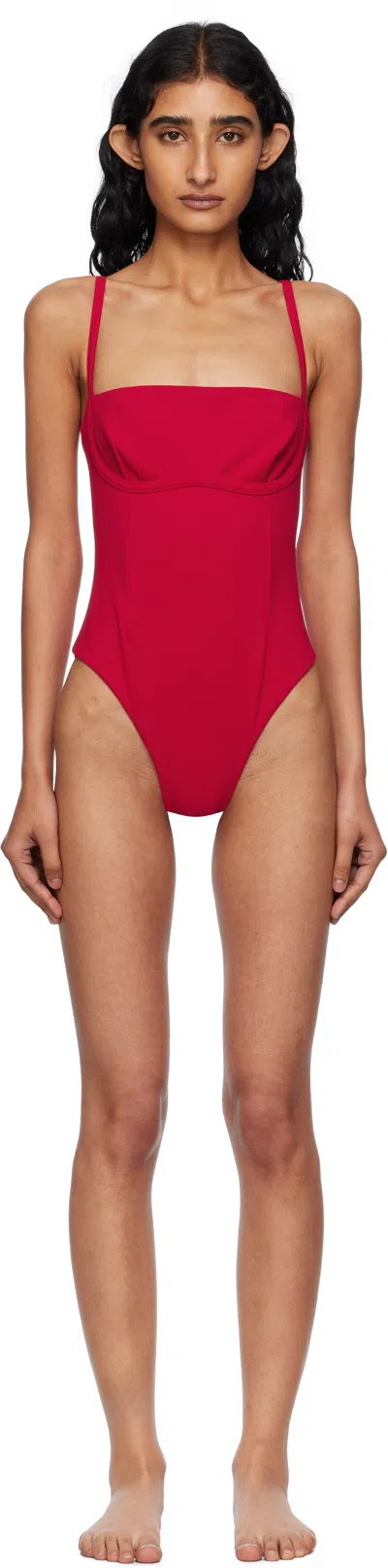 Haight Red Crepe Tamis Swimsuit In Red