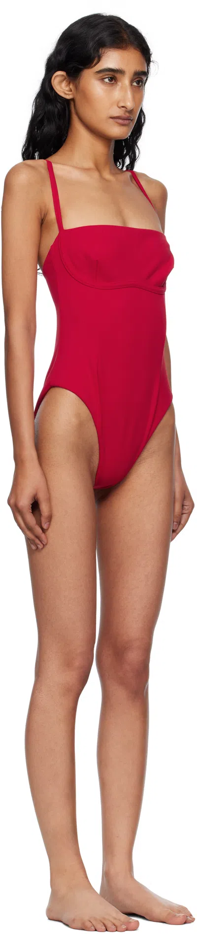 Haight Red Crepe Tamis Swimsuit In Red