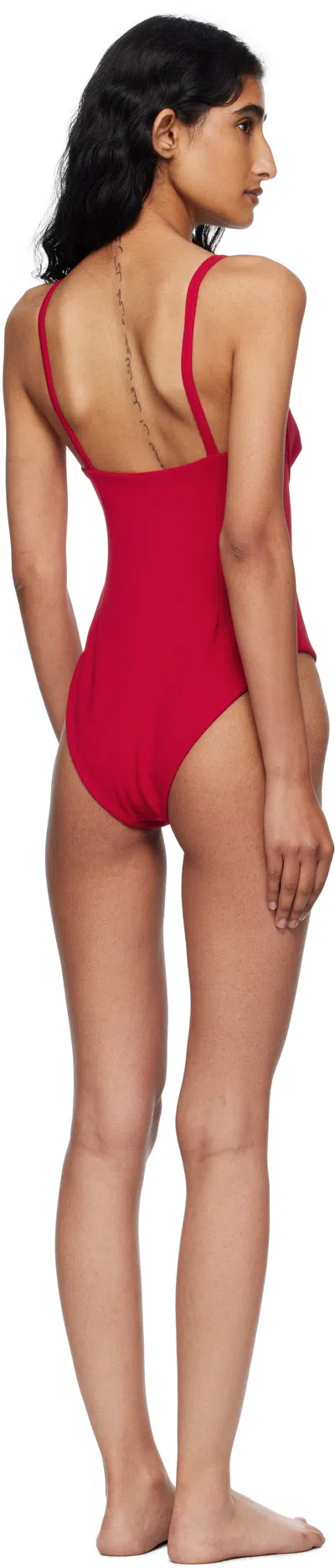 Haight Red Crepe Tamis Swimsuit In Red