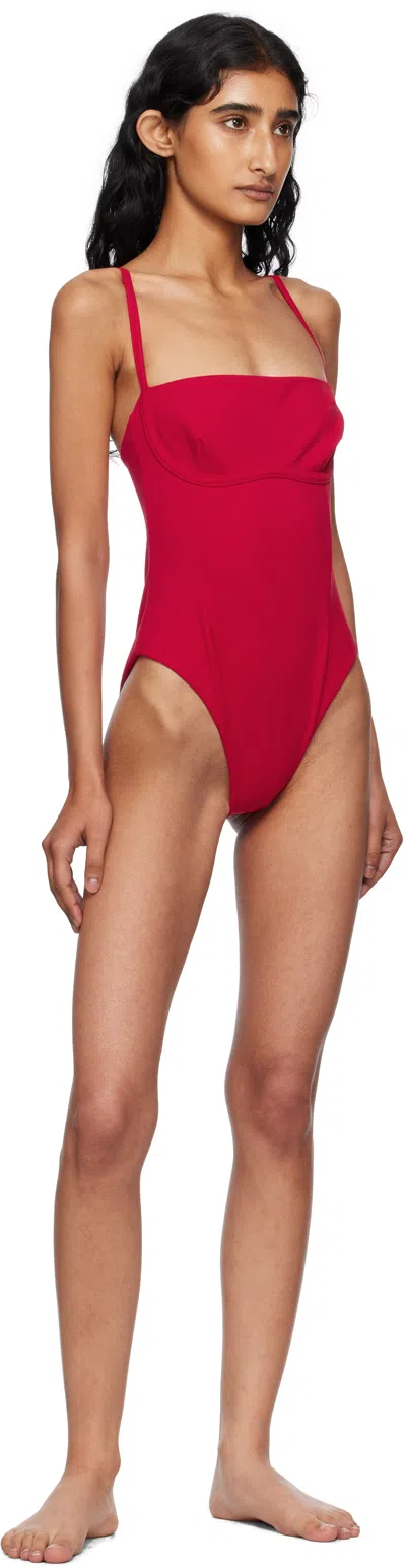 Haight Red Crepe Tamis Swimsuit In Red