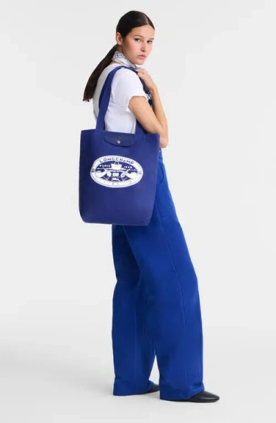 Longchamp X Constantin Riant Le Pliage Cotton Canvas Tote In Blue